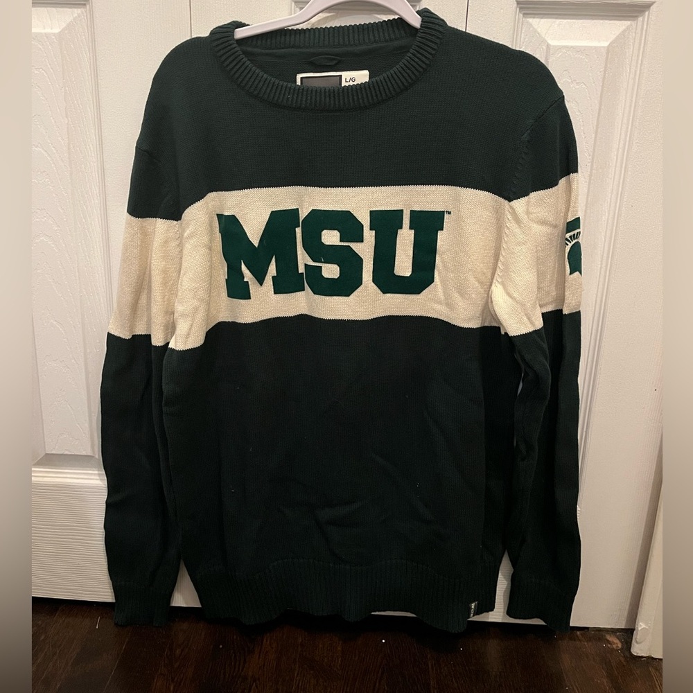 MSU Women's Sweater - Green and Cream